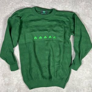 Emerald Isle Sweater Mens‎ Small Green Shamrock Lucky Irish Ireland Crewneck